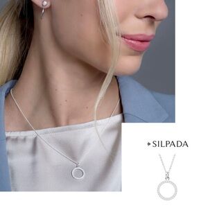 Silpada Brilliante Sterling Silver CZ Open Circle Pendant 18” NWT